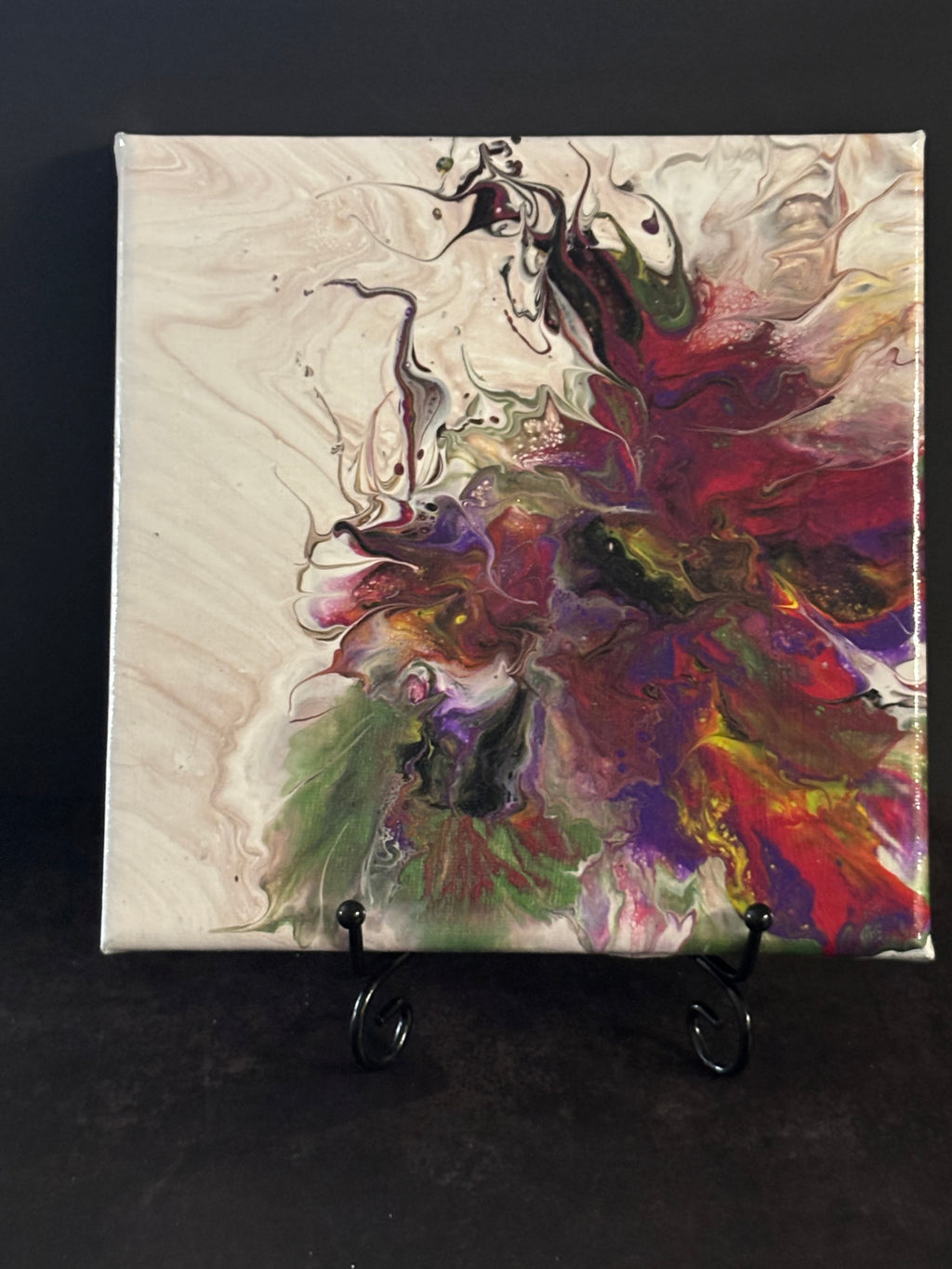 Custom acrylic painting in red greens and brown