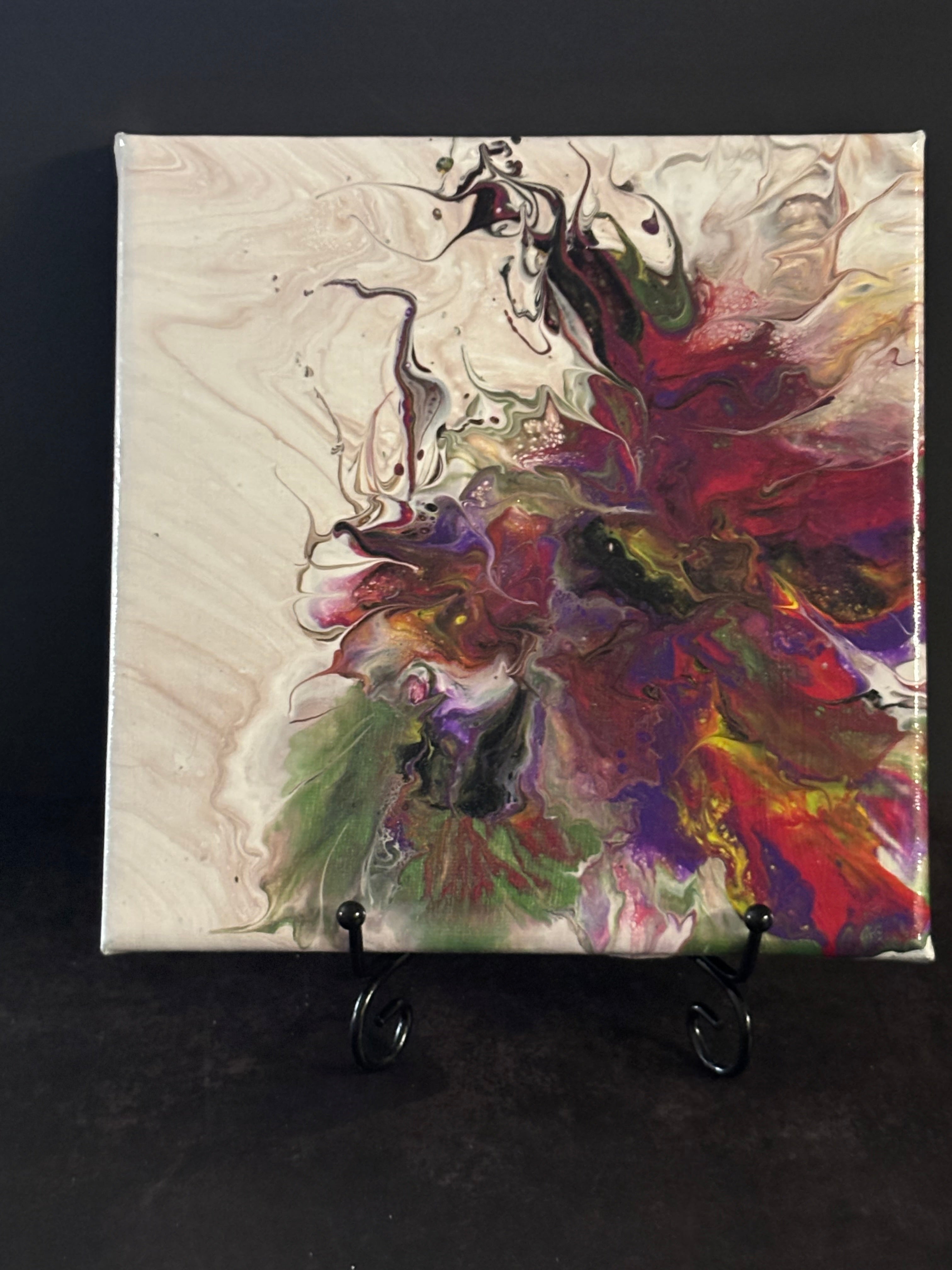 Custom acrylic painting in red greens and brown