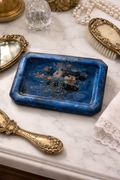 Handmade Blue and Black floral soap dish
