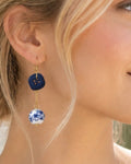 Blue Button drop dangle earrings