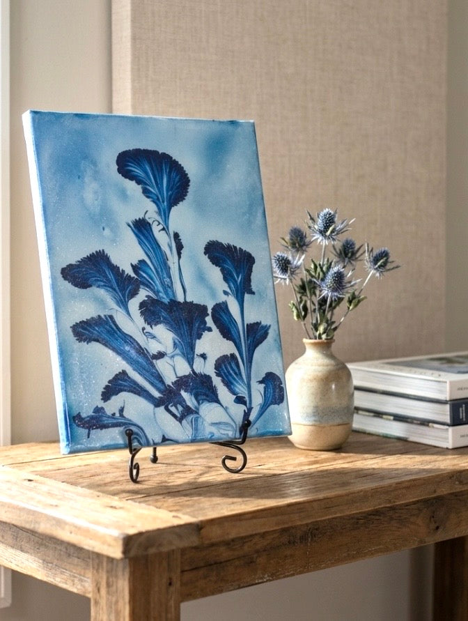 BLUE ABSTRACT FLOWR PAINTING