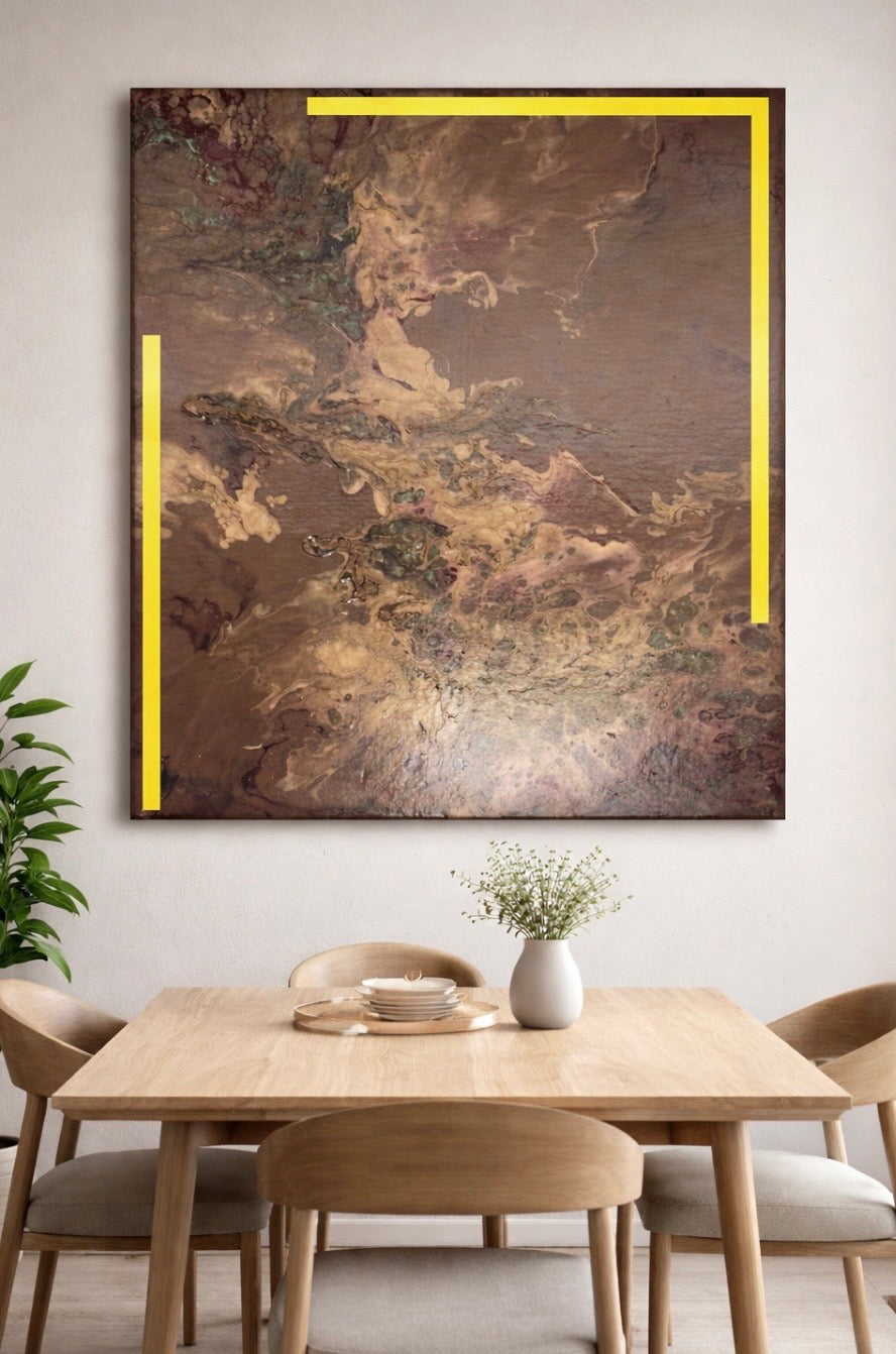 Handmade acrylic, abstract, painting, and Brown’s ￼