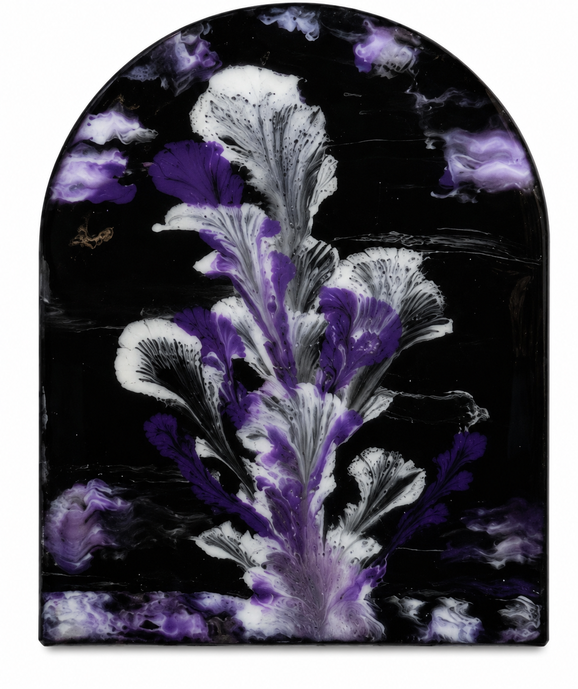 Original Black Purple Floral Abstract Art | Modern Arch Acrylic Painting