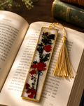 Pressed Flower Resin Bookmark with Gold Tassel